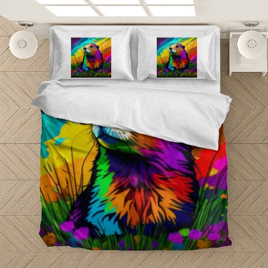 multicolor groundhog.groundhog day ,groundhog gift Bedding Sets