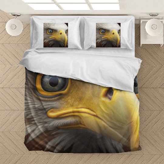 bald eagle eyes hyper realistic hyper details Bedding Sets