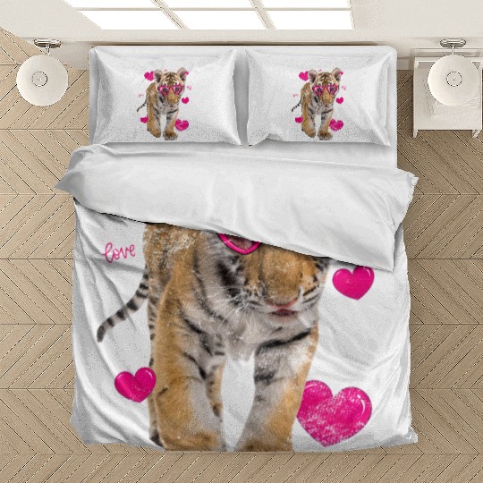 Cute Tiger Cub Gift Valentine Day Heart Tiger Face Bedding Sets