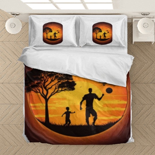 Ultimate Frisbee Fans Father and Son Playing Bedding Sets