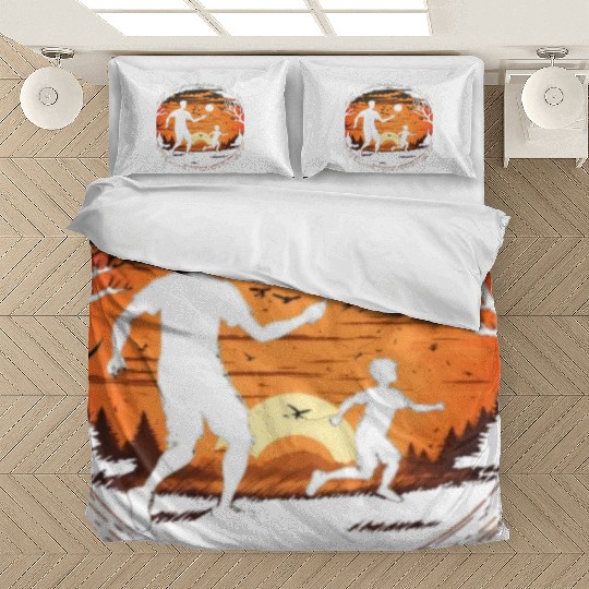 Ultimate Frisbee Fans Father and Son Playing Bedding Sets