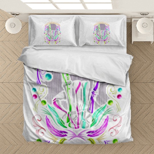 Rocking Skeleton Hand Showing Sign Of The Horns Bedding Sets