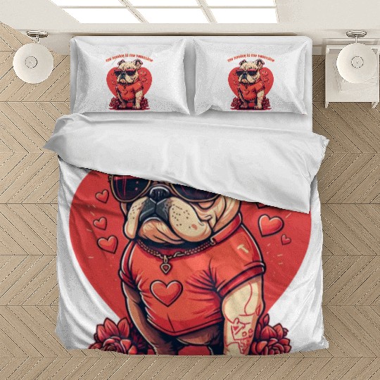 My Bulldog is My Valentine Bedding Sets