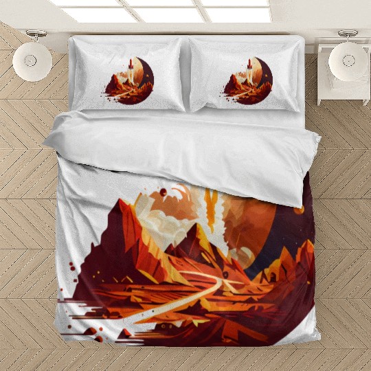 Vintage Space Science Mars Fiction Geek Solar Bedding Sets