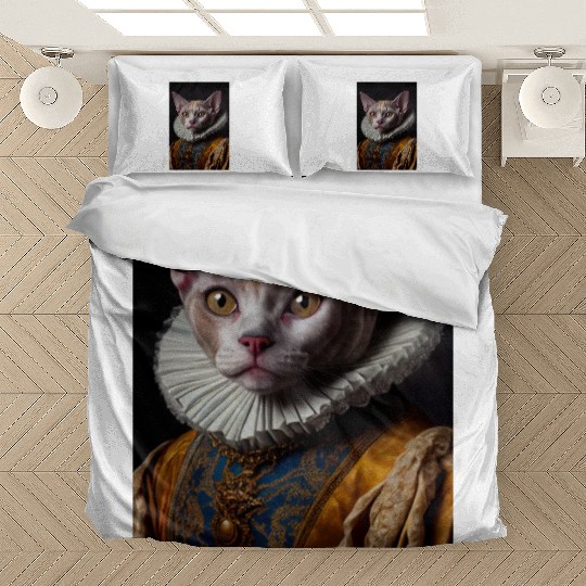 Black Queen Devon Rex Cat Breed Portrait Royal Ren Bedding Sets