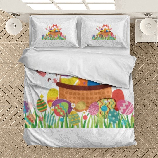 HAPPY EASTER Bunny Egg Hunt Wagon Girls Kids Mom Bedding Sets