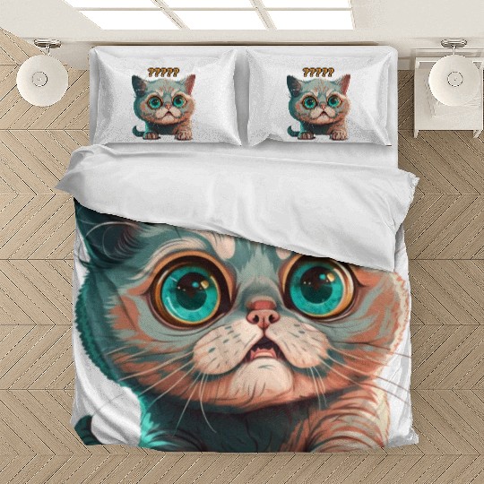 funny cat surprised Bedding Sets