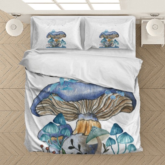 Pastel Blue Mushrooms Bedding Sets