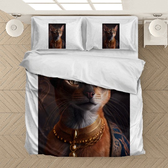 Abyssinian Queen Cat Breed Portrait Royal Renaissa Bedding Sets