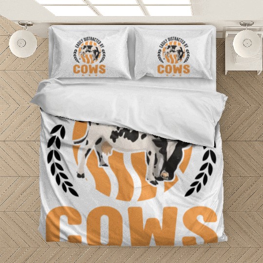 Easily Distracted By Cows Cow Cattle Breeder Bedding Sets