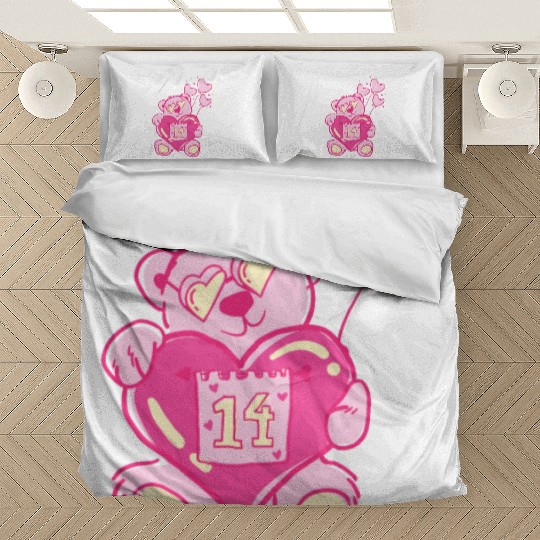 Teddy bear valentine with balloons Bedding Sets