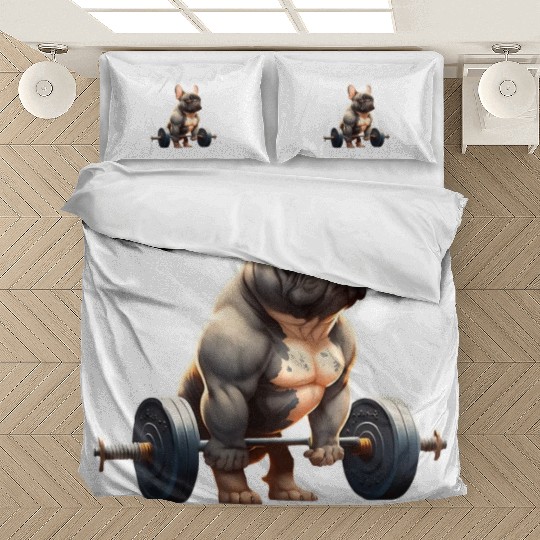 Funny French Bulldog Bodybuilding Gym Bedding Sets