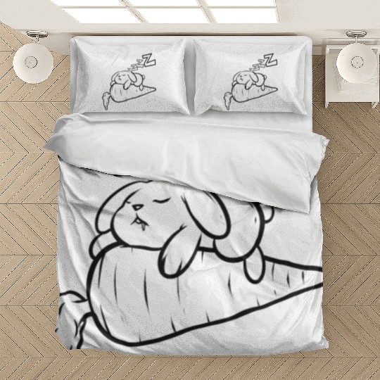 Sleeping Rabbit On Carrot As Color In Easter Bedding Sets