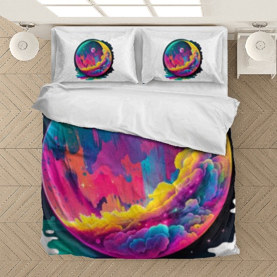 Neon Abstract Watercolor Moon Bedding Sets