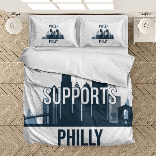 Philly Supports Philly skyline blue transparentbg Bedding Sets