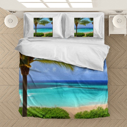 Beach view Palm tree print Bedding Sets