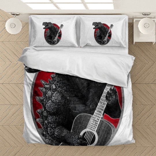 Kaiju playing guitar Bedding Sets