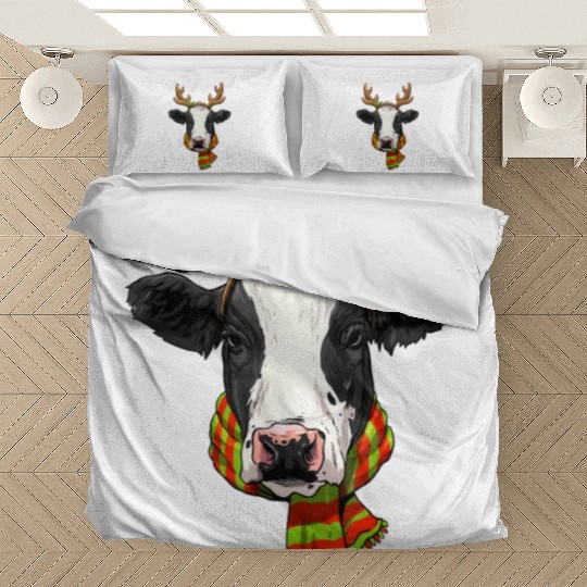 Cow Christmas Santa Clause ReindeerCow Lover Farme Bedding Sets
