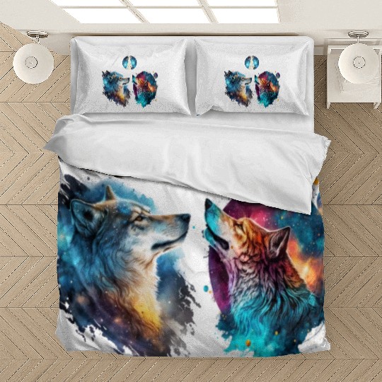 Three Wolves Howling In Moonlighthowling moonlight Bedding Sets