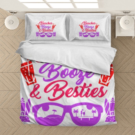 Beaches Booze Besties Summer Vacation Spring Break Bedding Sets