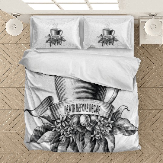 Death Before Decaf Line Art Bedding Sets