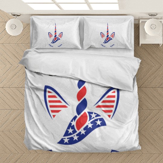 USA Flag Unicorn Sublimation Bedding Sets