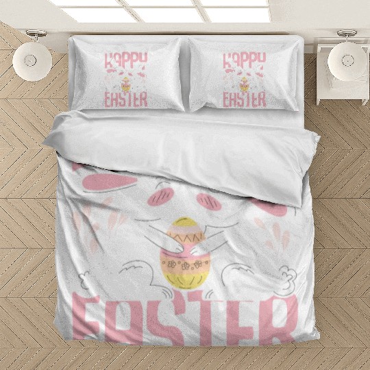 Happy Easter Motif Easter Eggs Funny Easter Bunny Bedding Sets