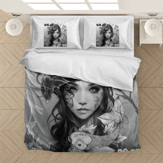 Yin Yang Koi Fish Gothic Emo Japanese Cherry Bloss Bedding Sets