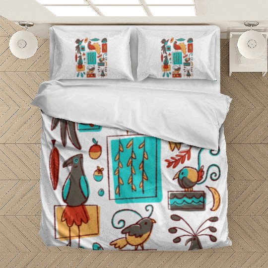 Retro 1950s Birds Of Paradise Pattern Bedding Sets