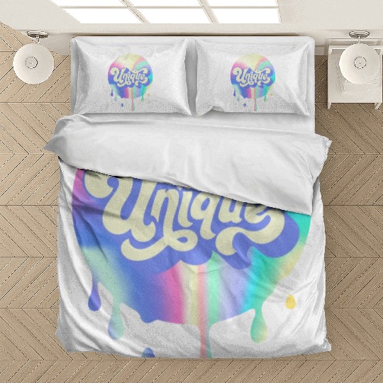 Unique Retro Bedding Sets | 90s Bedding Sets |Wavy Font Bedding Sets