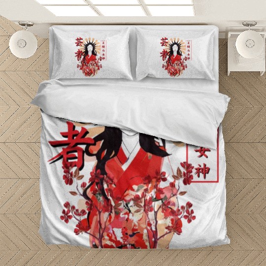 Amaterasu Omikami Cherry Blossom Sun Goddess Bedding Sets