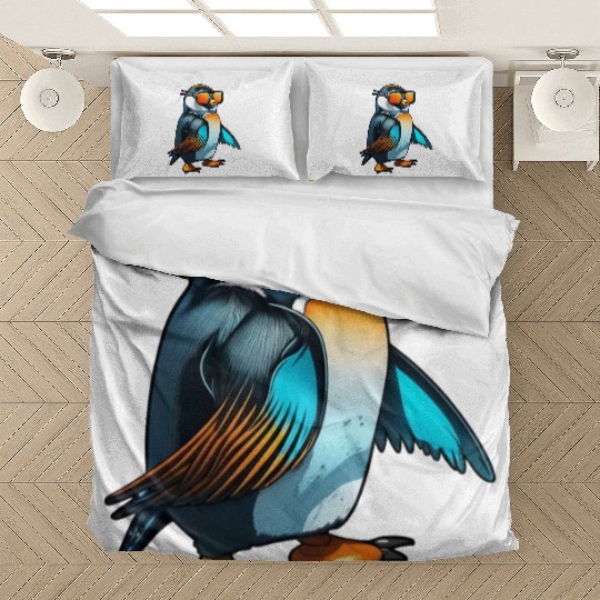 Cool Winter Penguin with orange sunglasses Bedding Sets