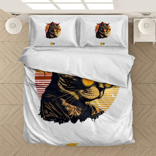 Retro Cat Vintage Sunset 80s 90s Sunglasses Bedding Sets