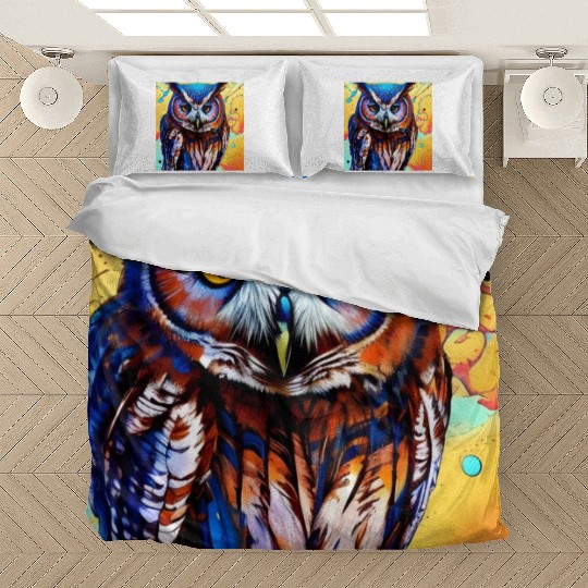 Graphic Novel Comic Book Art Style Owl Bedding Sets