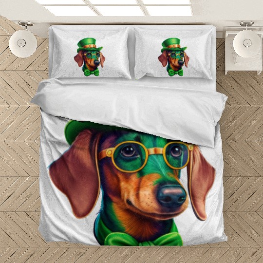 St. Patricks Day Dachshund Wiener Dog Shamrock Bedding Sets