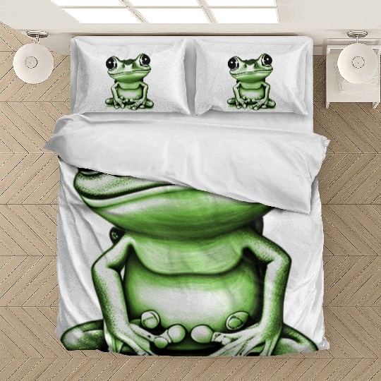 happy tree frog green Bedding Sets