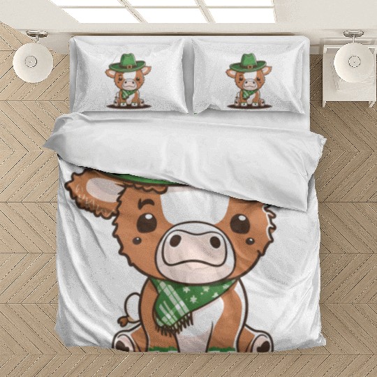 Kawaii cow with scarf St. Patrick's Day Bedding Sets