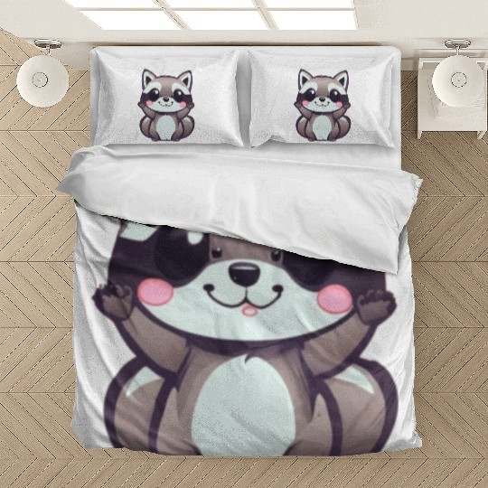 cute chibi raccoon Bedding Sets