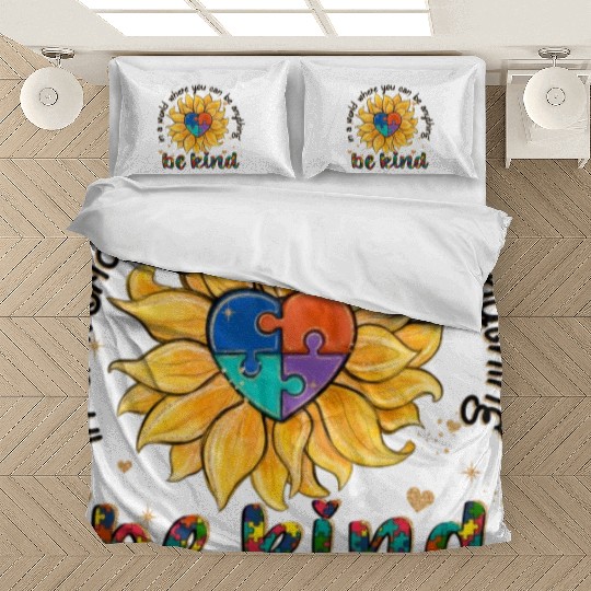 Be Kind Sunflower Autism Awareness Bedding Sets