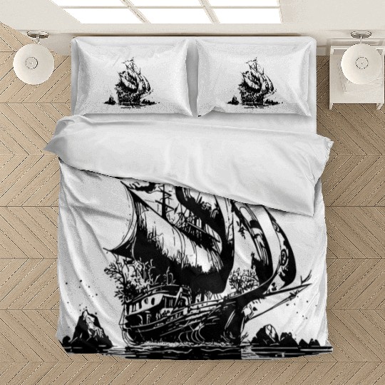 Sailing Ship With Sails For Sailors And Captains Bedding Sets