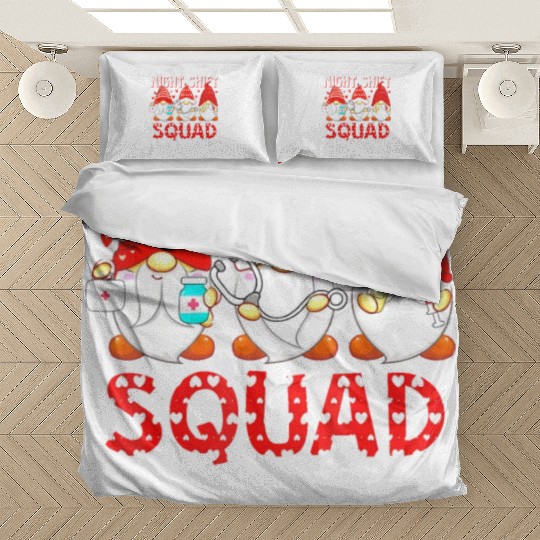 Funny Gnome Night Shift Squad CNA Life Nurse Valen Bedding Sets