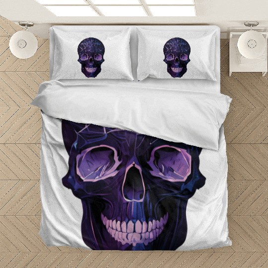 Purple Violet Geometric Design Skull Bedding Sets