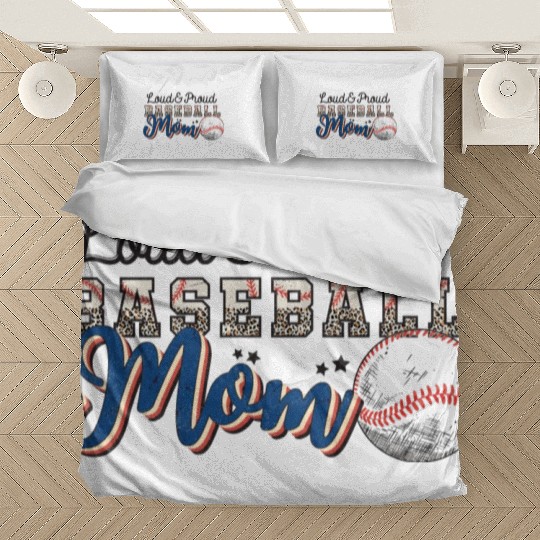 Loud Proud Baseball mom leopard mother's day Bedding Sets