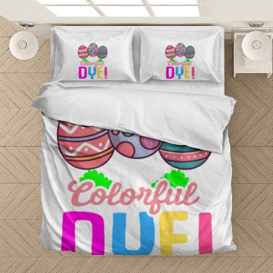 Easter Colorful Egg Dye Rabbit Egg Hunt Bedding Sets
