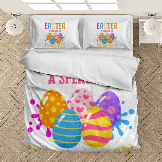 Easter Colorful Egg Dye Rabbit Egg Hunt Bedding Sets