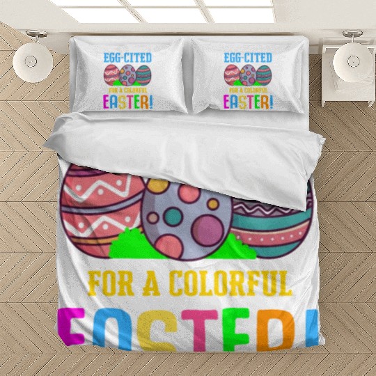 Easter Colorful Egg Dye Rabbit Egg Hunt Bedding Sets