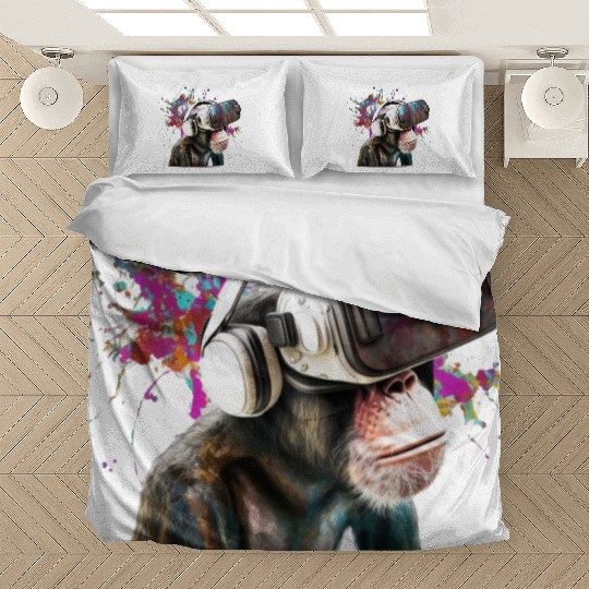 Monksy - Monkey with VR Virtual Reality goggles Bedding Sets