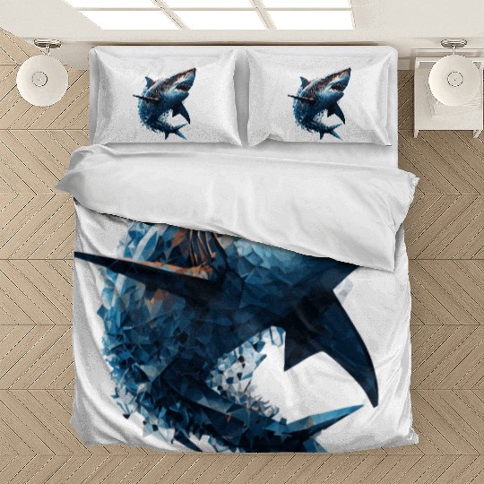 Geometric Shark Head Abstract Polygonal Wild Anima Bedding Sets