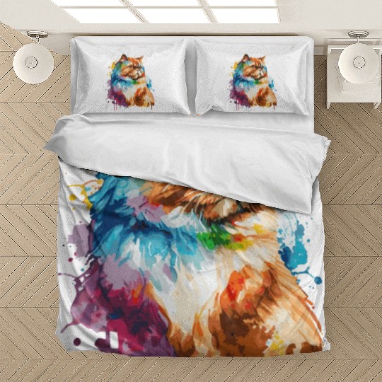 Watercolor Persian Cat Colorful Persian Cats Lover Bedding Sets