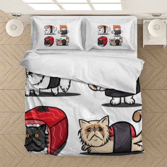 Sushi Persian Cat for Funny Cat Lover Bedding Sets